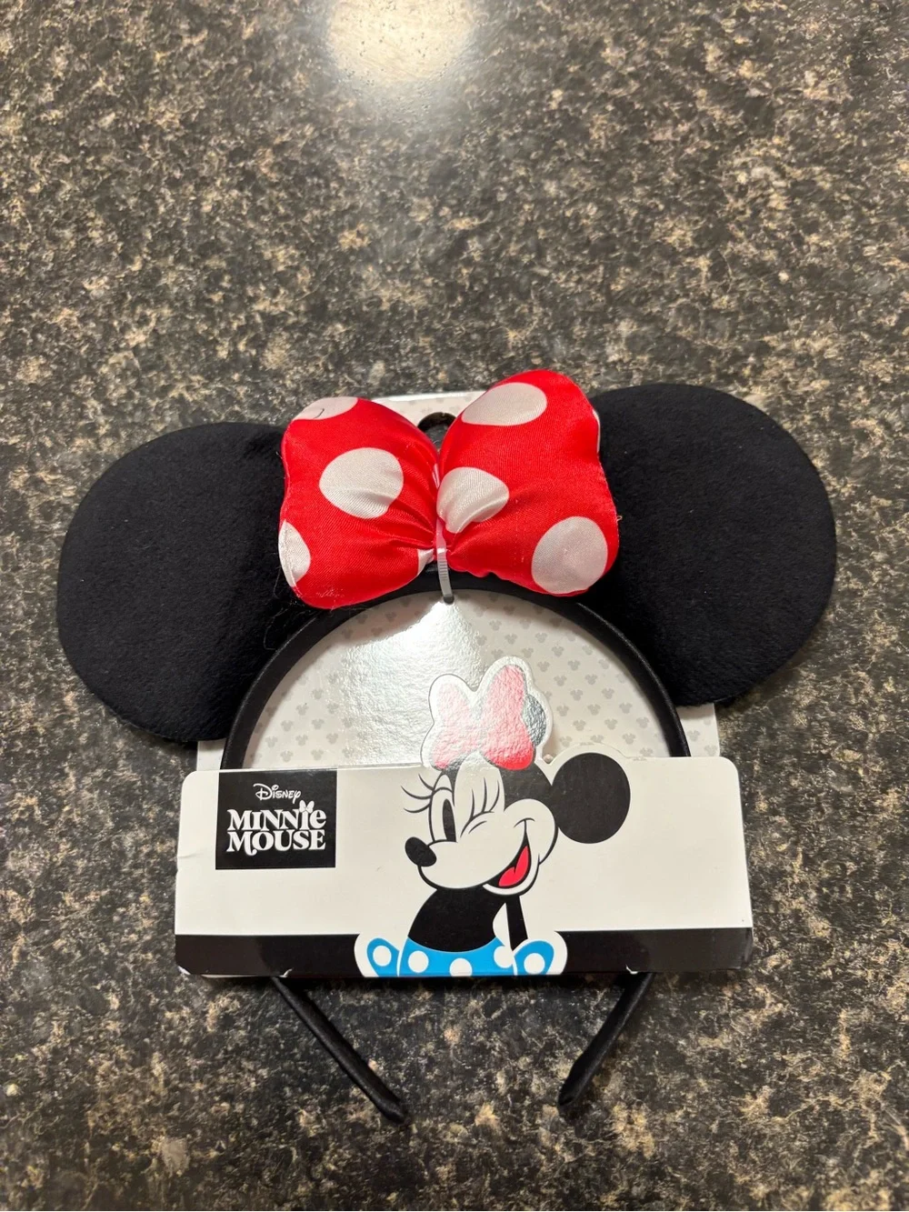 Disney Minnie Mouse Black Ears Headband with Red Polka Dot Bow